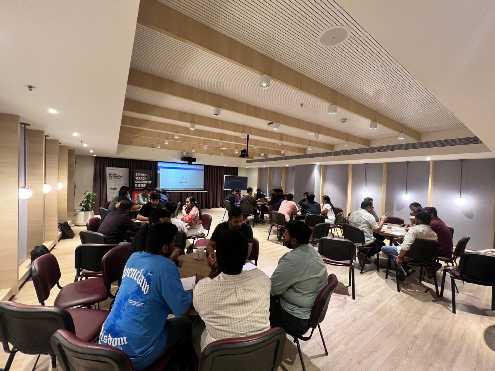 The full room, mid-session
