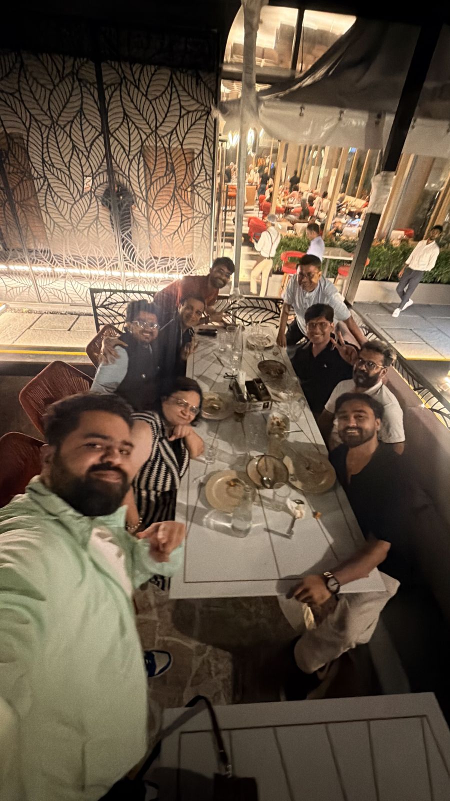 The conversation carrying on over dinner after the Pune session